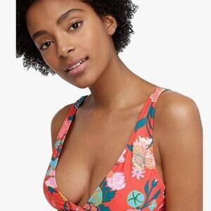 NWT J.CREW JAVOTTE‎ FLORAL TIE FRONT SWIMSUIT TOP SIZE S